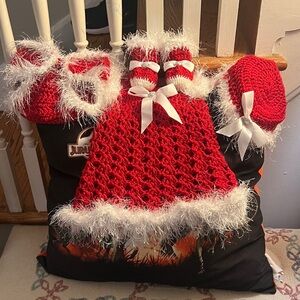 Hand Crafted Red and White Kids Matching Set